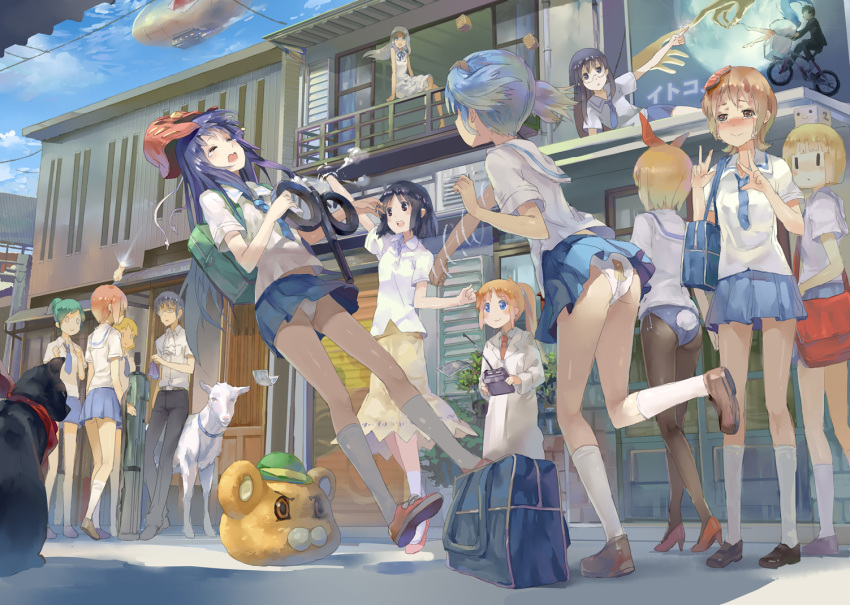 6+girls, 77gl, aioi_yuuko, aircraft, annaka_haruna, ano_hi_mita_hana_no_namae_wo_bokutachi_wa_mada_shiranai., ass, backpack
