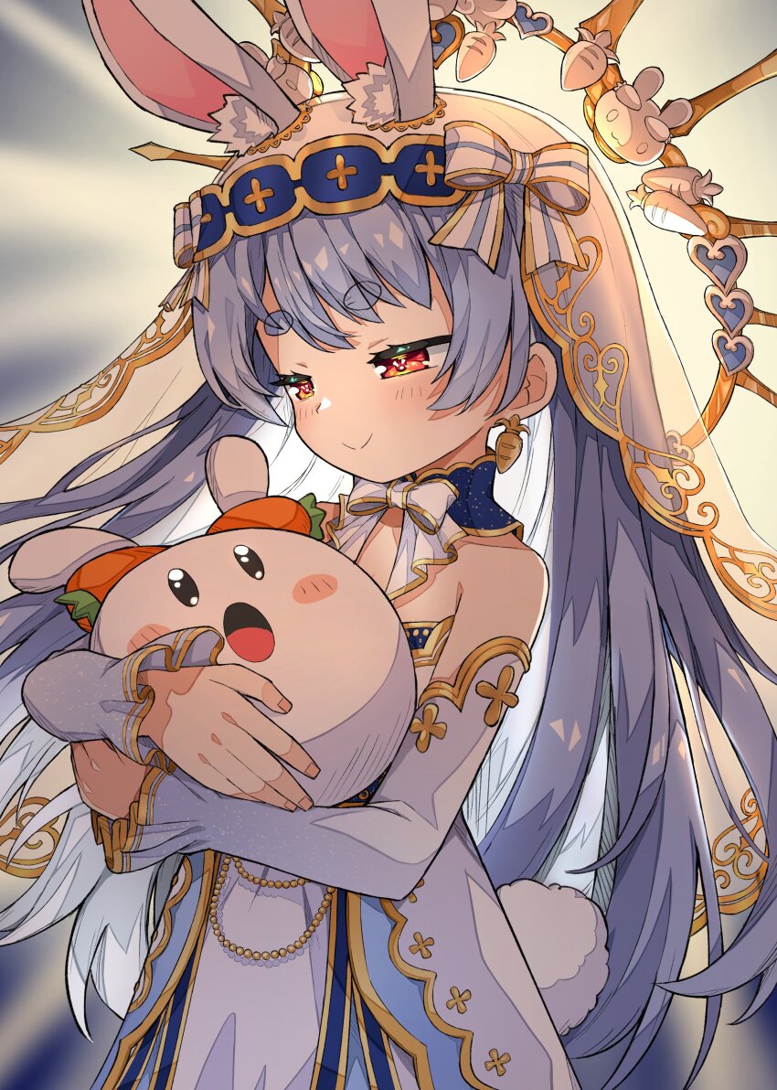 1girl, :o, absurdres, agata_(yfw1110), animal_ear_fluff, animal_ears, bare_shoulders, blue_hair