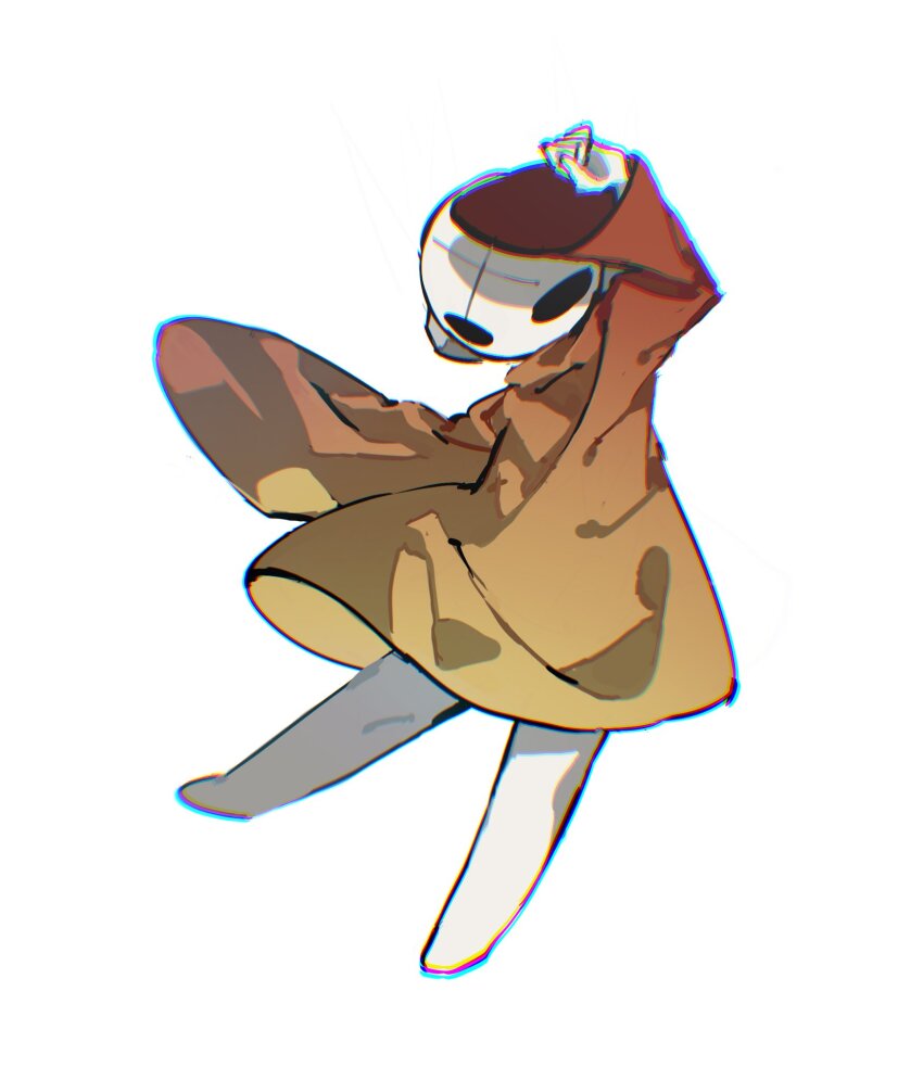 1girl, androgynous, barefoot, black_eyes, chromatic_aberration, colored_skin, commentary_request, facial_mark