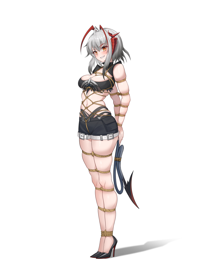 1girl, absurdres, antenna_hair, arknights, arms_behind_back, bdsm, bound, bound_arms