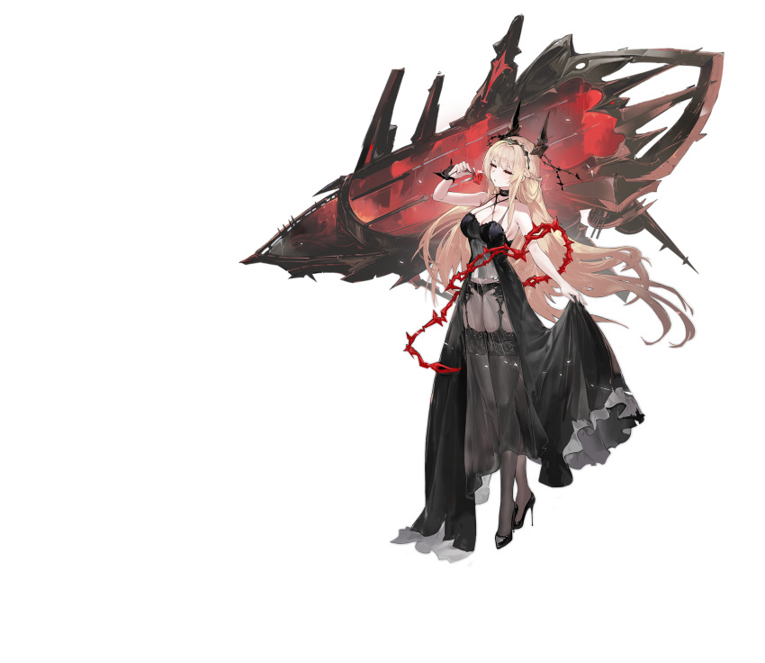 1girl, absurdres, artist_request, azur_lane, bare_arms, bare_shoulders, black_choker, black_dress