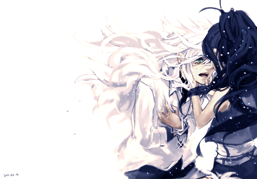 10s, 1boy, 1girl, bad_id, bad_pixiv_id, blue_eyes, bracelet, couple