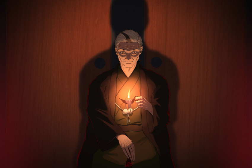 1boy, absurdres, akane-banashi, arakawa_shiguma, black_hair, candle, ginfutsuu, highres