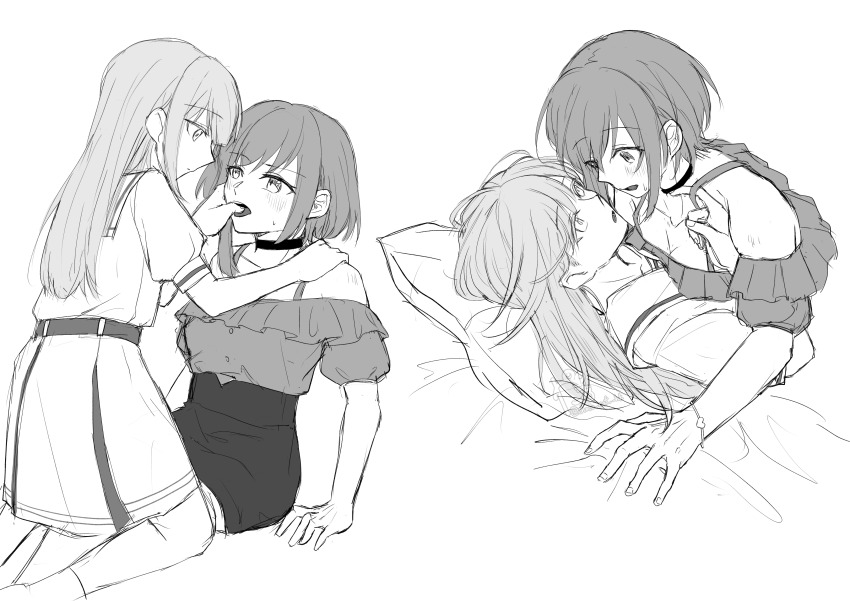 2girls, absurdres, bang_dream!, bang_dream!_it's_mygo!!!!!, bare_shoulders, choker, closed_mouth, commentary