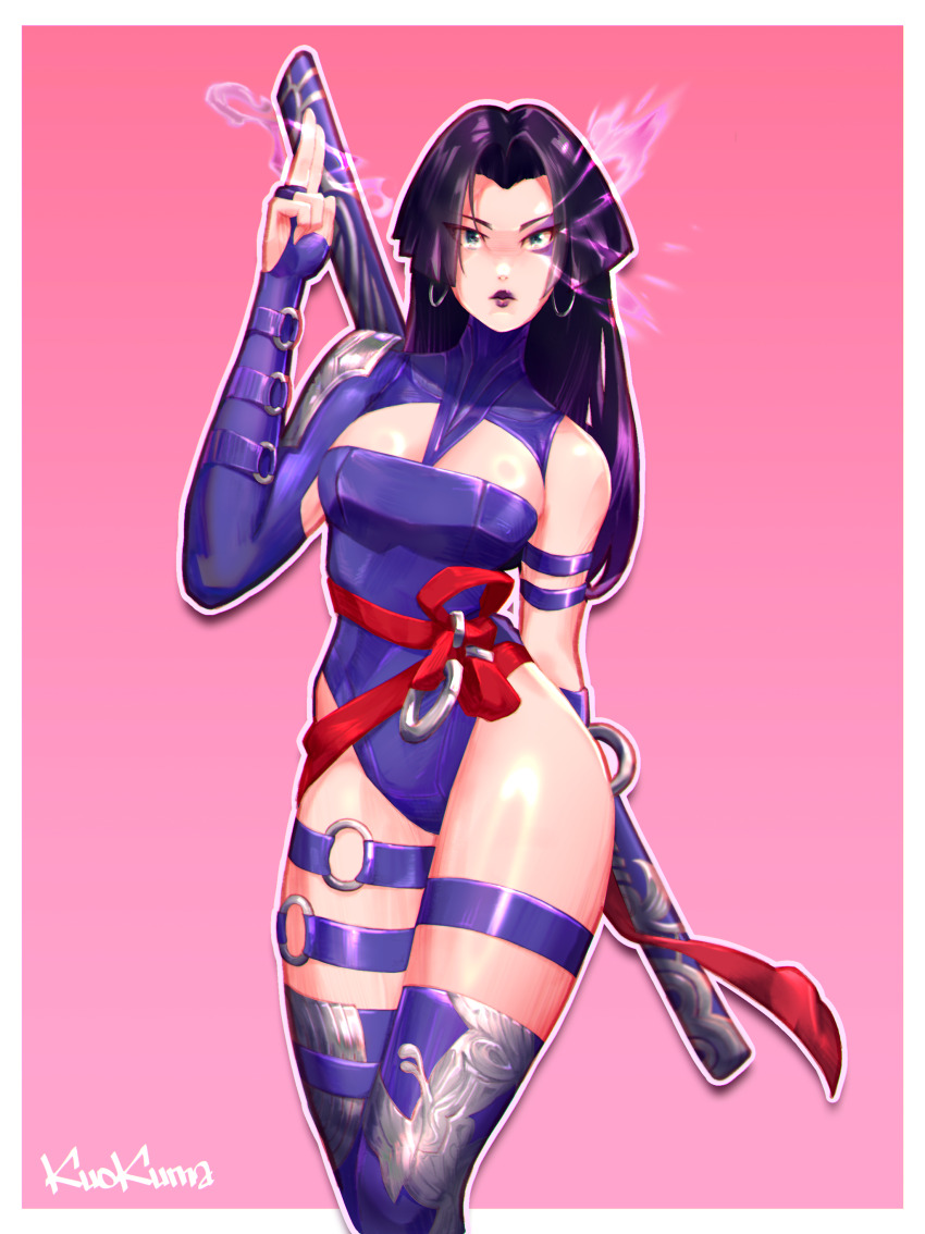 1girl, absurdres, highleg, highleg_leotard, highres, kuo_chun_yu, leotard, long_hair