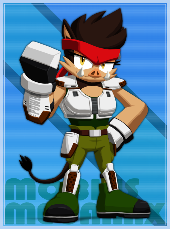 1girl, animal_ears, arm_up, armor, armored_gloves, belt, boar, boar_tail