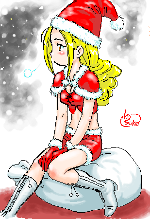 1girl, bag, blonde_hair, boots, child, christmas, female_focus, fur_trim