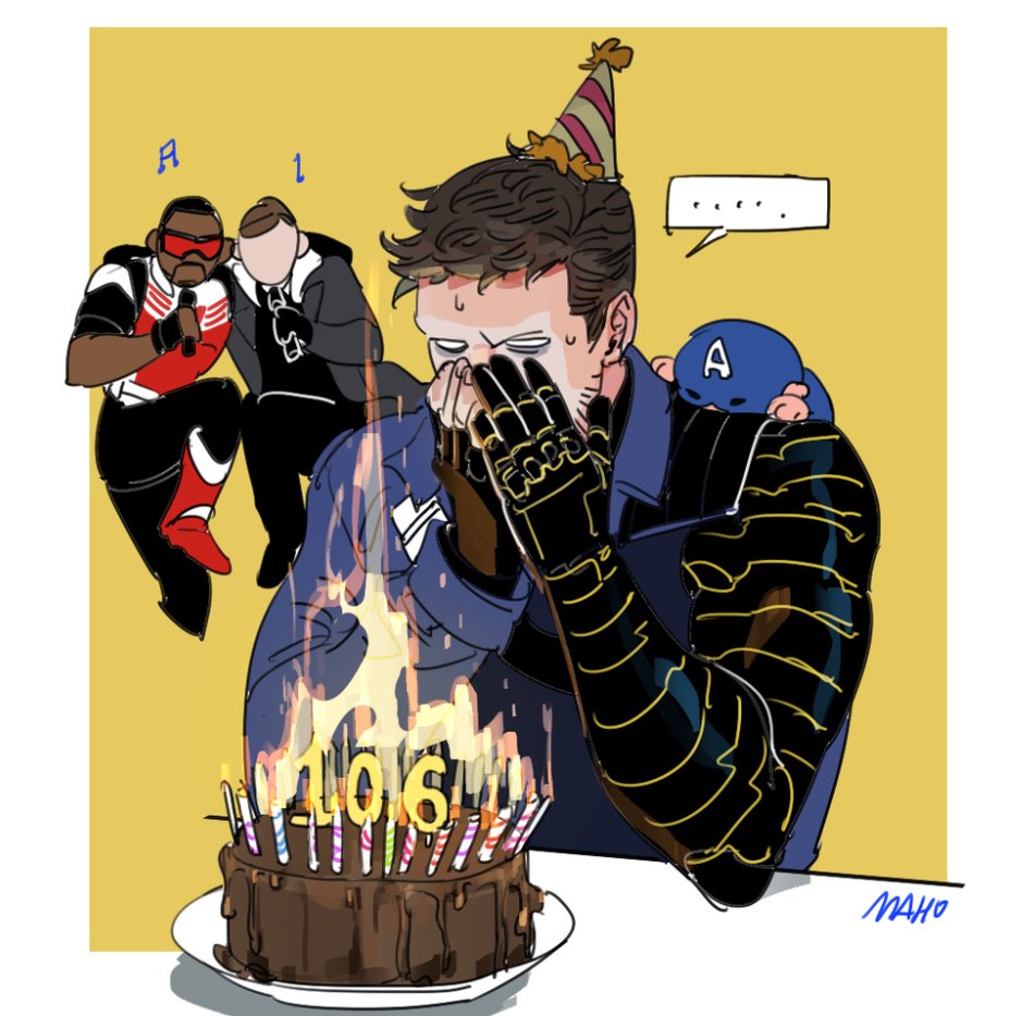 ..., 3boys, artist_name, baron_zemo, birthday_cake, black-framed_eyewear, black_gloves, black_hair