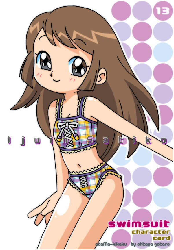1girl, brown_hair, ijuin_sachiko, ohtaya55, ojamajo_doremi, swimsuit, tagme