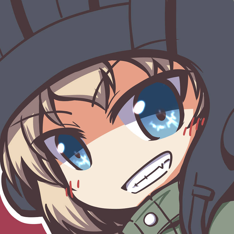 1girl, blonde_hair, blue_eyes, blush, buttons, chibi, clenched_teeth, deformed