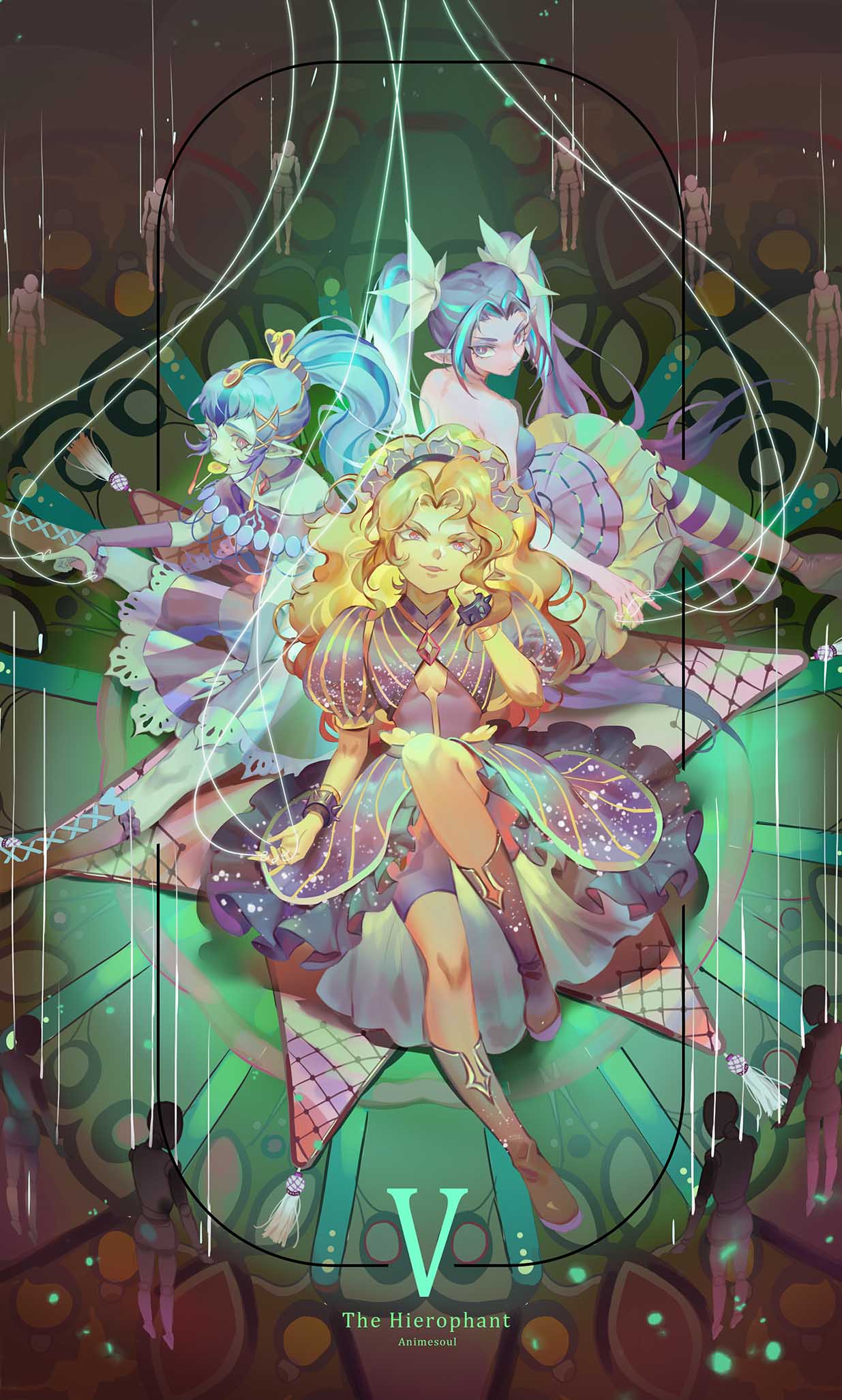 3girls, adagio_dazzle, adagio_dazzle_(human), adapted_costume, animesoul, ankle_boots, aqua_hair, aria_blaze