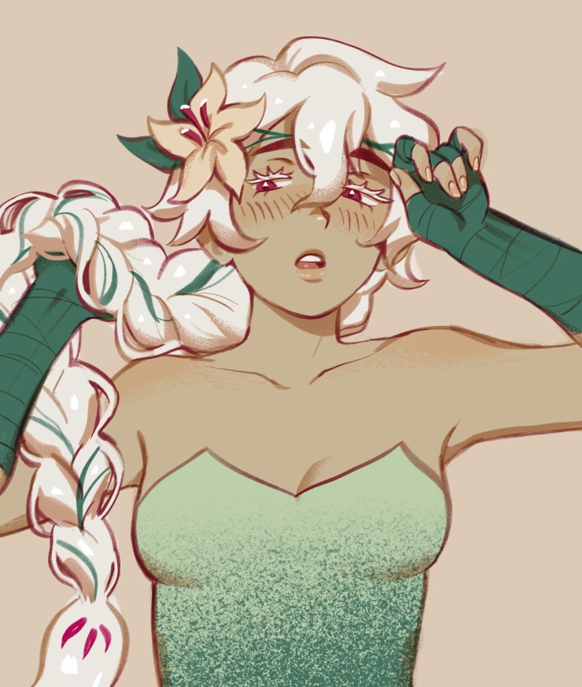 1girl, braid, cape, cookie_run, cookie_run:_kingdom, dress, flower, ghostpotion_art