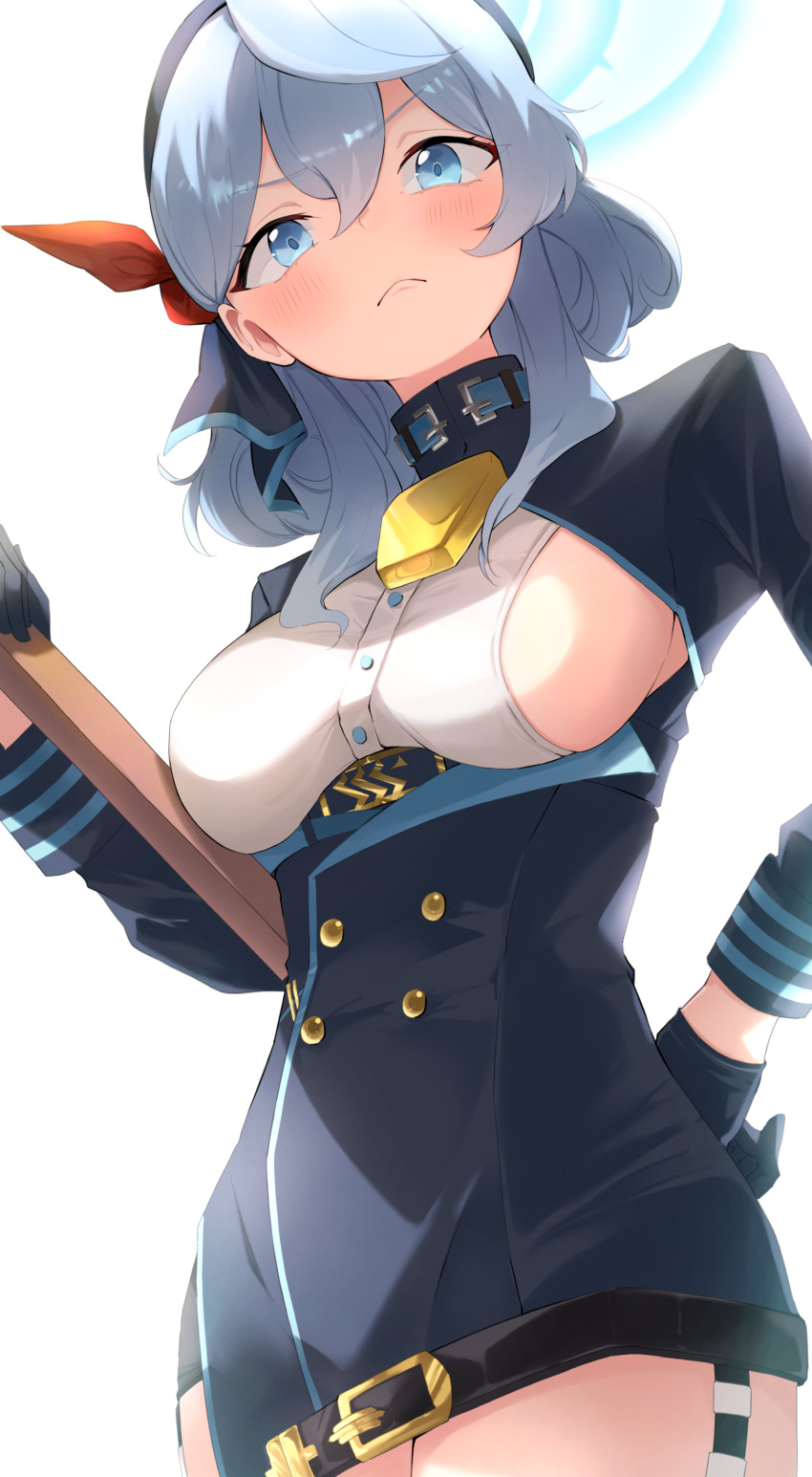 1girl, absurdres, ako_(blue_archive), aqua_eyes, aqua_hair, aqua_halo, bell, black_gloves