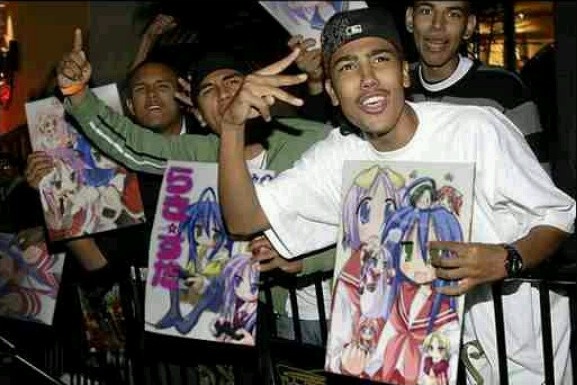 dark_skin, gang, gang_sign, gangster, hat, lucky_star, meme, pillow