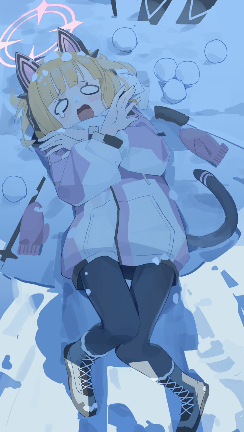 2girls, absurdres, animal_ear_headphones, animal_ears, aris_(blue_archive), aris_(winter)_(blue_archive), black_pantyhose, blonde_hair
