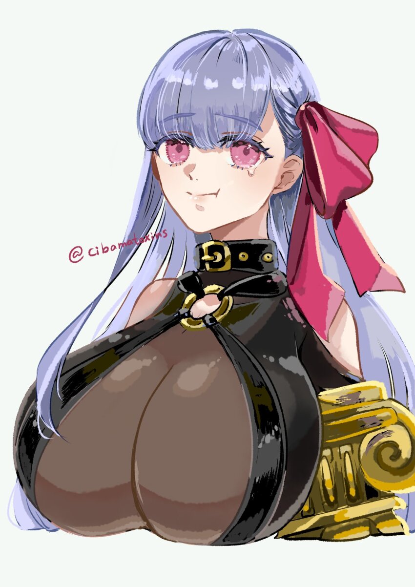 1girl, blue_hair, breasts, cibamatoxins, cleavage, clothing_cutout, commentary_request, fate/grand_order