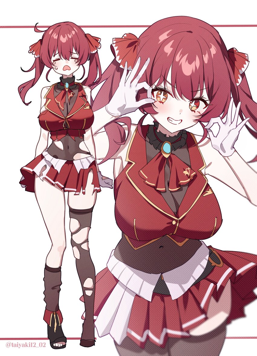 +_+, 1girl, absurdres, ascot, asymmetrical_legwear, bare_shoulders, black_choker, blush