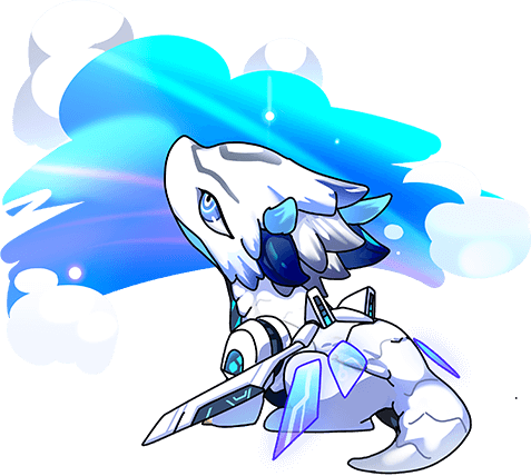 blue_eyes, blue_theme, cyborg, dragon, dragon_village_(series), game_cg, lowres, mechanical_wings, no_humans, official_art, shockwave_(azure's_blue_sky)_(dragon_village), shockwave_(dragon_village), third-party_source, transparent_background, wings