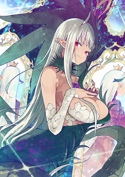 1girl, biscione_(fate), biscione_(third_ascension)_(fate), breasts, chest_jewel, choker, cleavage, closed_mouth