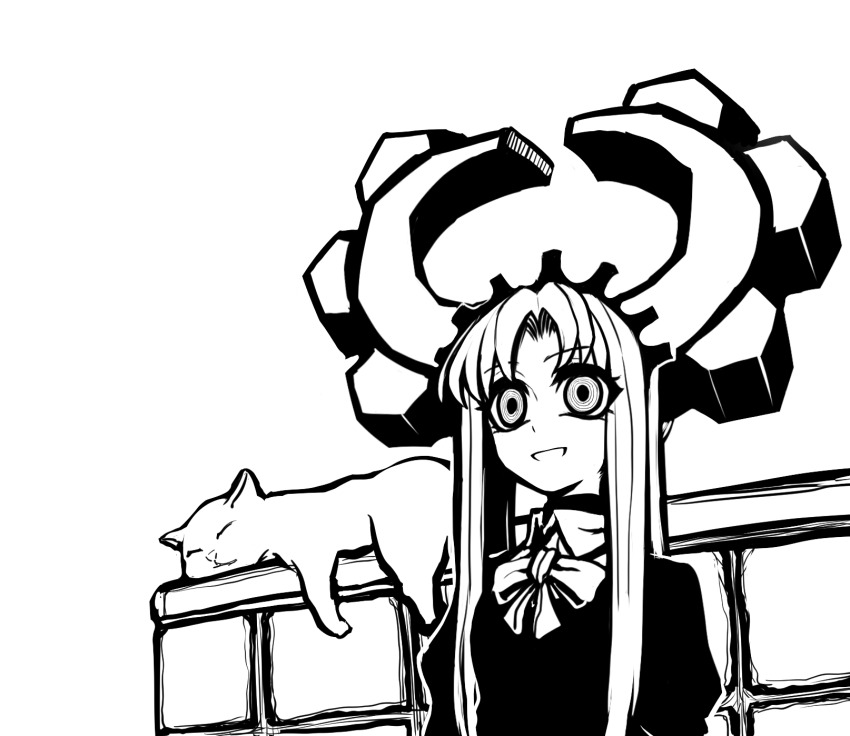 1girl, cat, deus_ex_maki-chan, dress, highres, horns, long_hair, looking_to_the_side