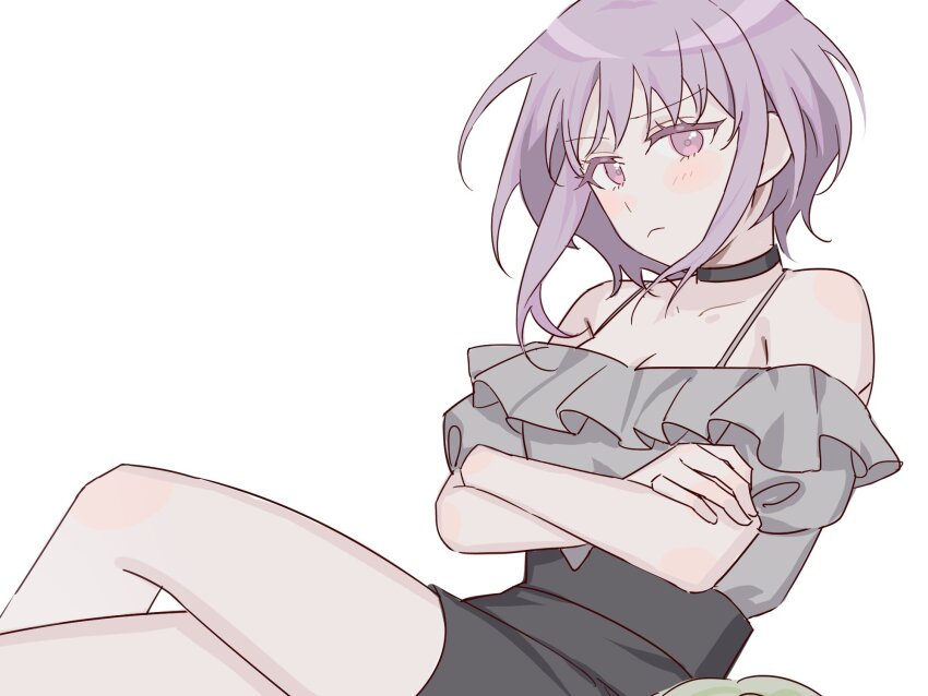 1girl, bang_dream!, bang_dream!_it's_mygo!!!!!, black_choker, black_skirt, choker, closed_mouth, commentary