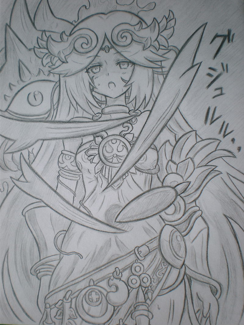 1girl, 1other, bansyo31, chain, chaos_kin, circlet, cowboy_shot, gold_chain