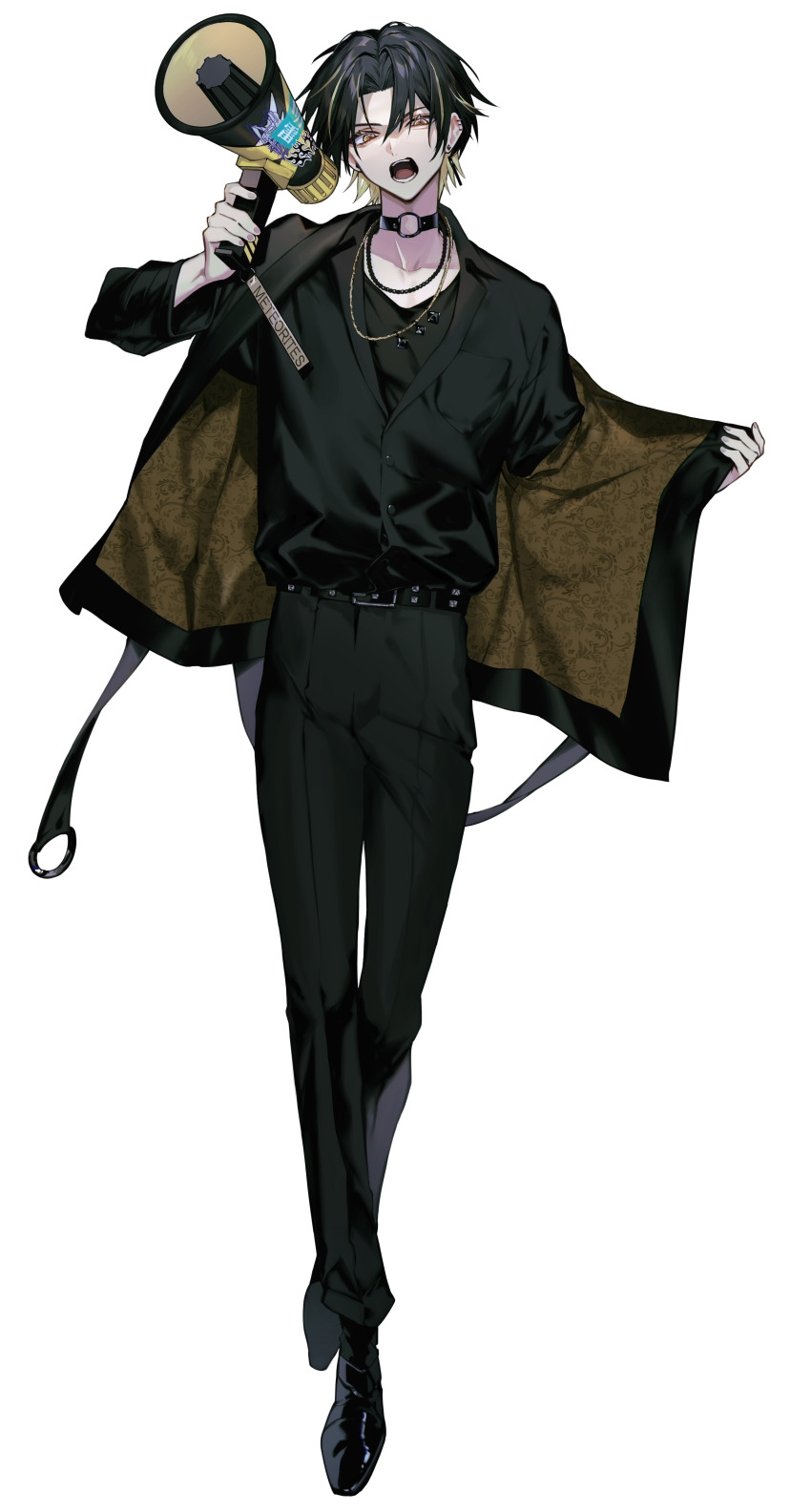 1boy, absurdres, albino_(a1b1n0623), belt, black_belt, black_choker, black_hair, black_jacket