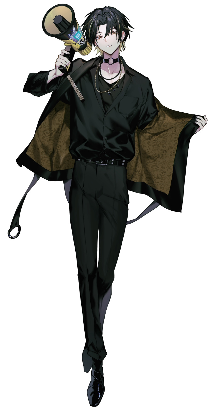 1boy, absurdres, albino_(a1b1n0623), belt, black_belt, black_choker, black_hair, black_jacket