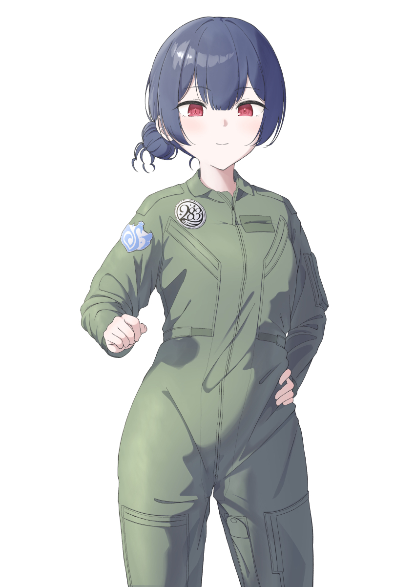 1girl, absurdres, amama_(pcnk4878), blue_hair, closed_mouth, commentary_request, commission, cowboy_shot