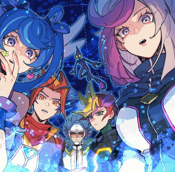 ai_(yu-gi-oh!), bessho_emma, bodysuit, breasts, fujiki_yusaku, ghost_girl_(yu-gi-oh!_vrains), grey_hair, homura_takeru