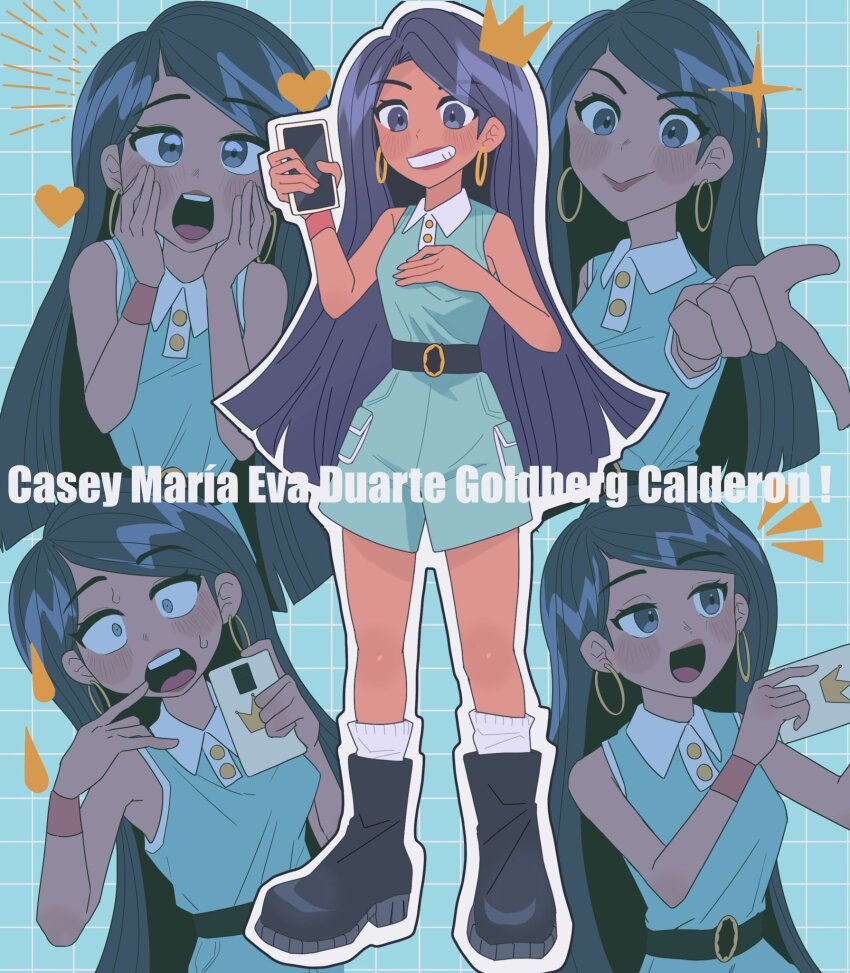 1girl, animification, belt, black_hair, boots, casey_calderon, dress, earrings