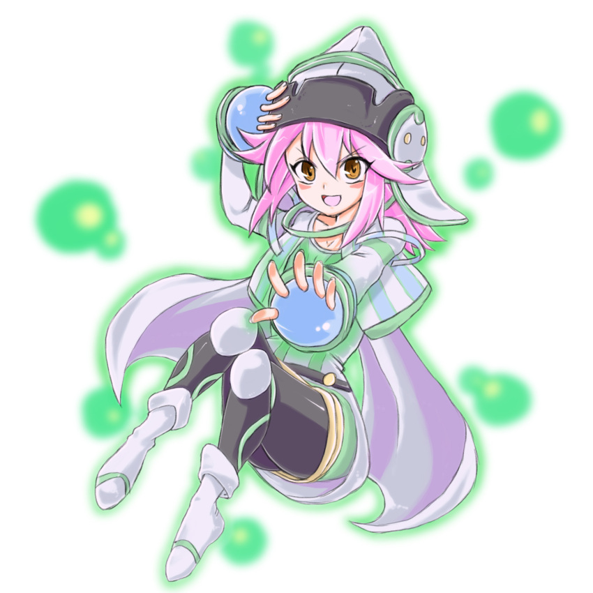 black_thighhighs, boots, cape, hat, highres, magical_girl, mantle, pink_hair