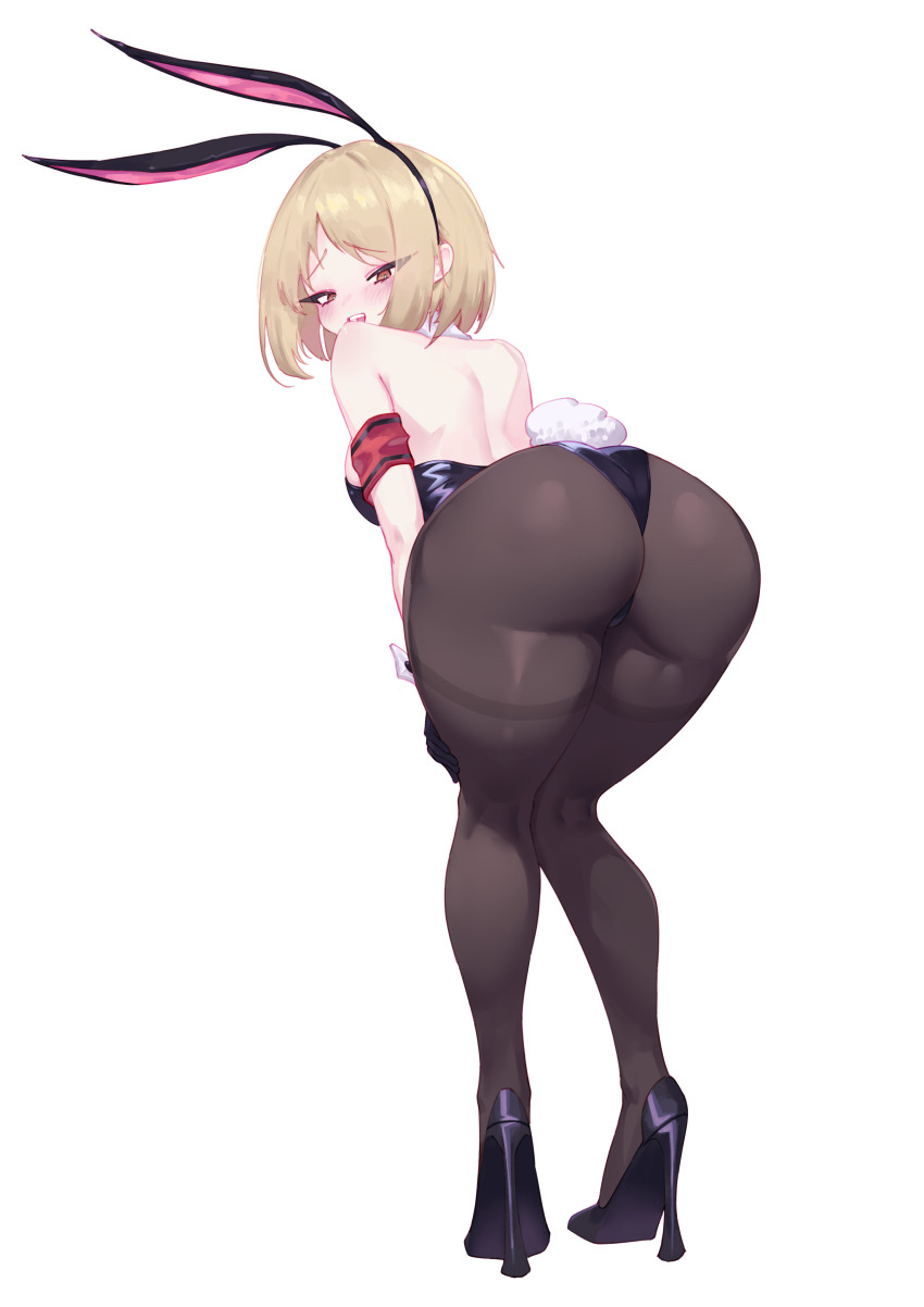 1girl, absurdres, animal_ears, armband, ass, ass_focus, black_gloves, black_leotard