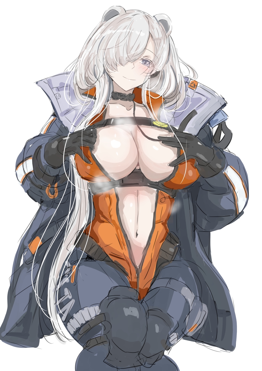 1girl, absurdres, animal_ears, arknights, aurora_(arknights), aurora_(polar_catcher)_(arknights), bear_ears, black_coat