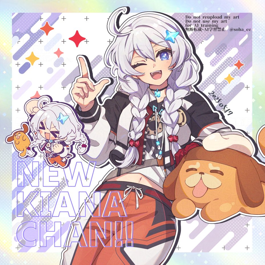 >_<, 1girl, ahoge, animal, black_jacket, black_shirt, blue_eyes, braid