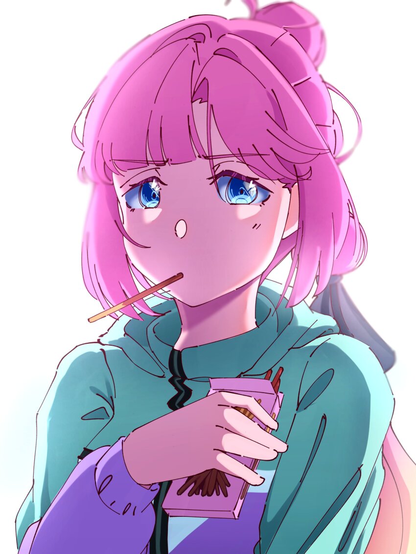 1girl, absurdres, ahoge, anyoji_hime, anyoji_hime_(winter_training_wear), aqua_jacket, backlighting, black_ribbon