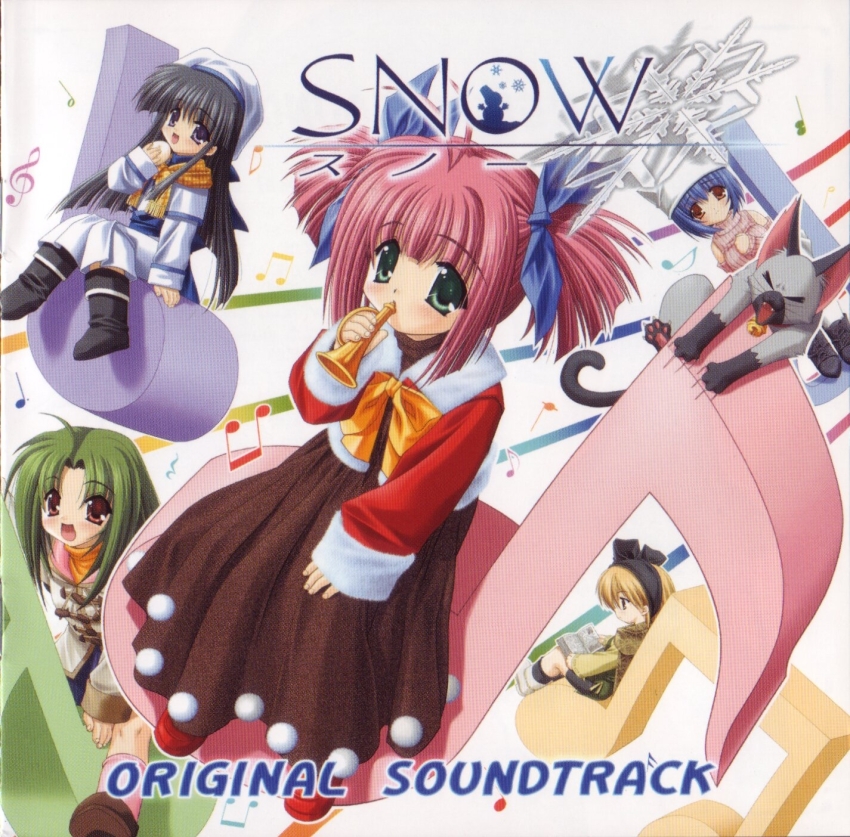 2000s_(style), 5girls, ahoge, album_cover, animal, animal_collar, animal_ears, animal_hat