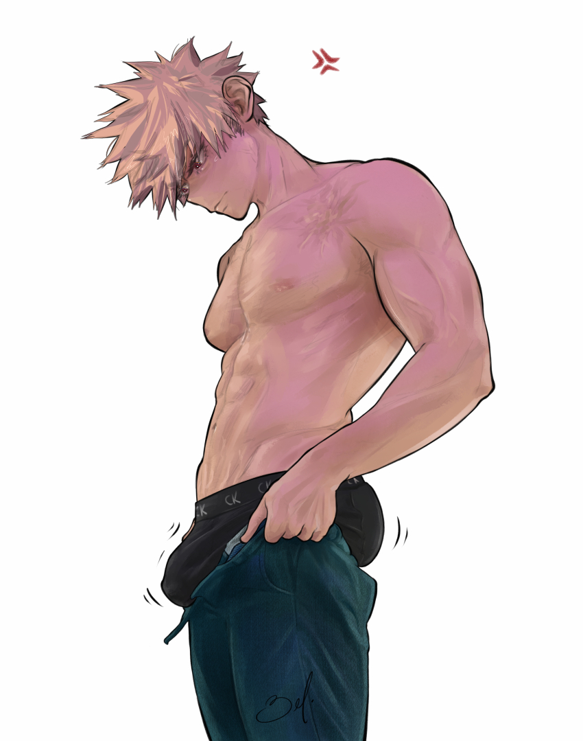 1boy, abs, absurdres, anger_vein, ass, ass_lift, bakugou_katsuki, bel_(slbelen_)