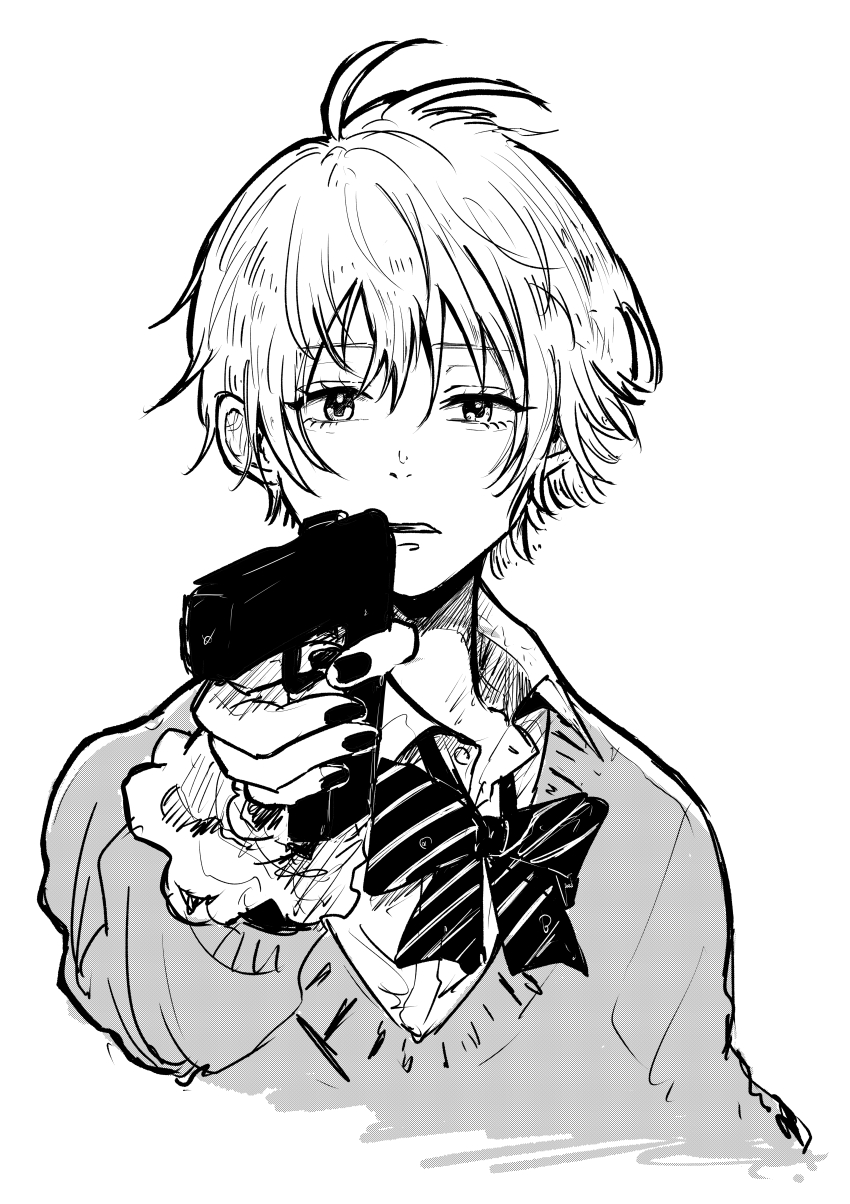 1girl, absurdres, baby_walkure, bow, bowtie, collared_shirt, commentary_request, diagonal-striped_bow