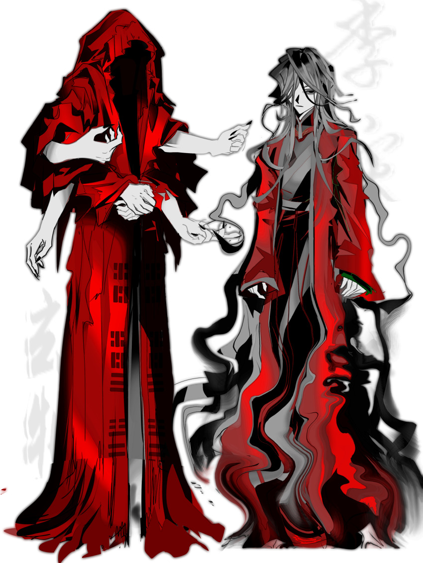 1boy, 1other, absurdly_long_hair, absurdres, alternate_hair_length_(longer), black_eyes, black_hair, black_hanfu