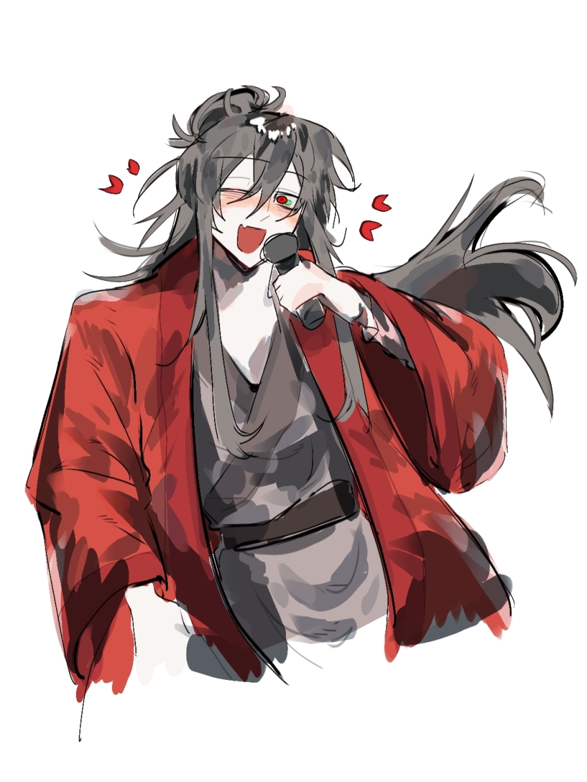 1boy, bishounen, black_hair, black_hanfu, blush, chinese_clothes, chinese_commentary, coat