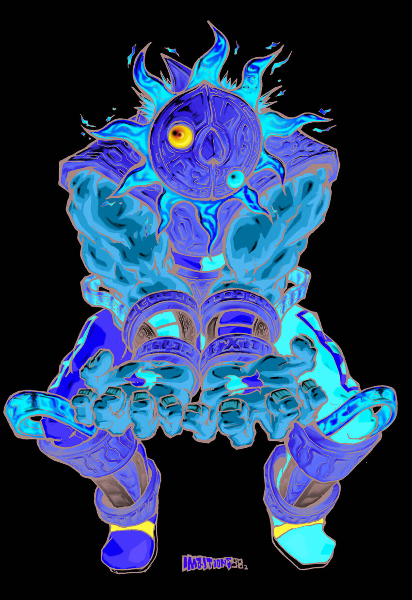 1boy, armor, del_sol, fighting_vipers, fighting_vipers_2, highres, imai_toonz, mask, mask_on_head, muscular, muscular_male, official_art, sega, solo