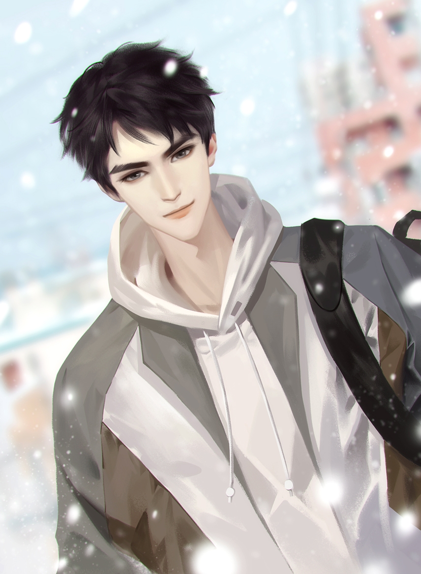 1boy, backpack, bag, black_bag, black_hair, blue_sky, blurry, blurry_background