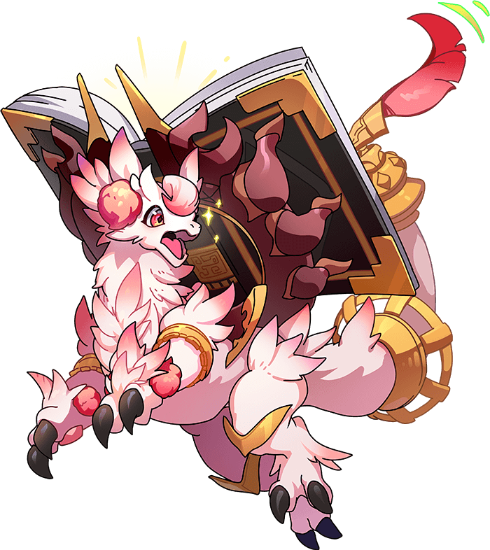 book, dragon, dragon_village_(series), dragon_village_collection, game_cg, maldek_(dragon_village), no_humans, official_art, pink_eyes, third-party_source, transparent_background