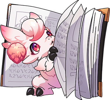 book, chibikemo, dragon, dragon_village_(series), dragon_village_collection, game_cg, lowres, maldek_(dragon_village), no_humans, official_art, pink_eyes, third-party_source, transparent_background