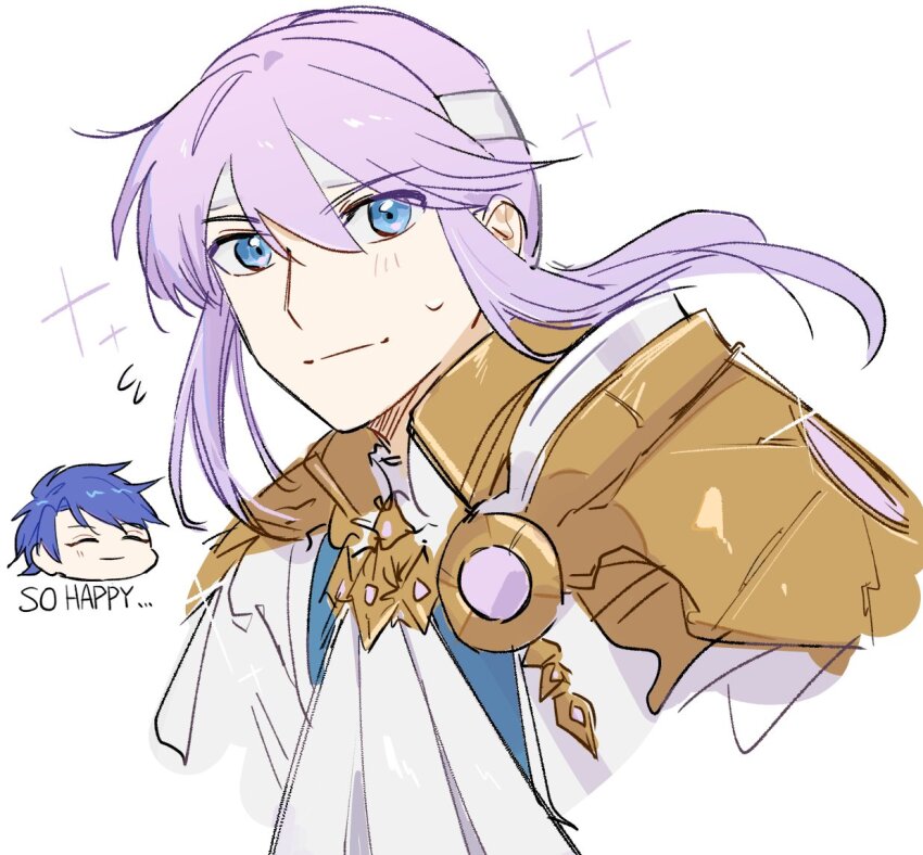 2boys, alternate_costume, alternate_hair_color, armor, ascot, blue_eyes, blue_hair, chibi