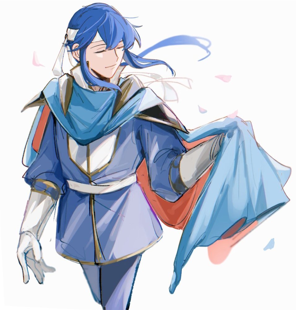 1boy, armor, backlighting, belt, bishounen, blue_cape, blue_hair, blue_pants