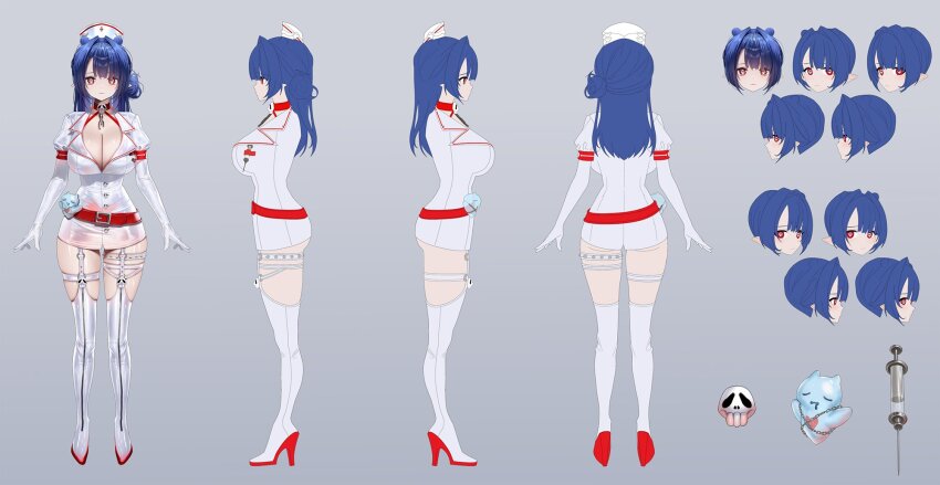 1girl, belt, blue_hair, breasts, broken, broken_chain, buttons, chain