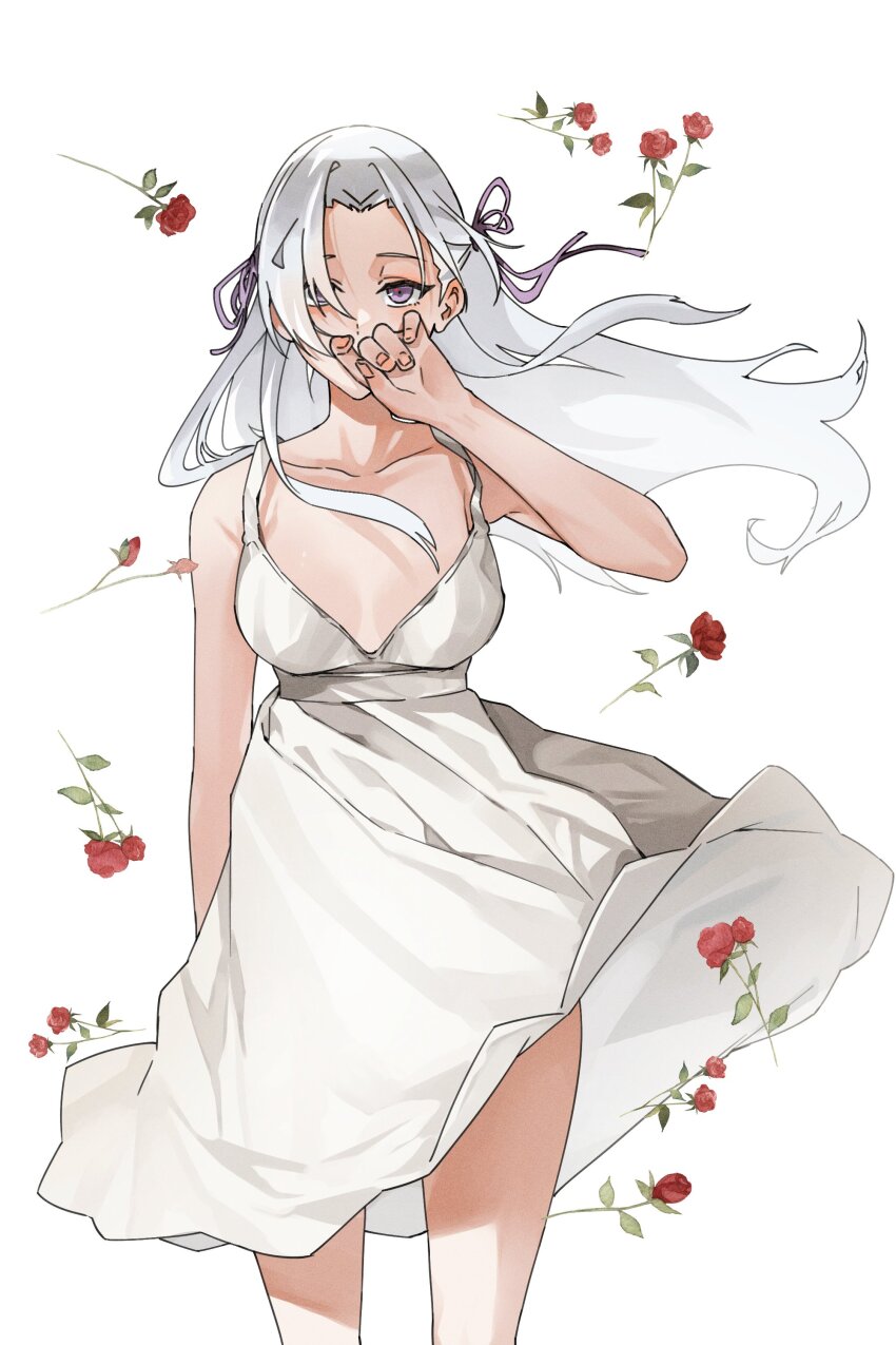 1girl, absurdres, alternate_costume, breasts, breasts_apart, cdgm000, collarbone, covered_mouth