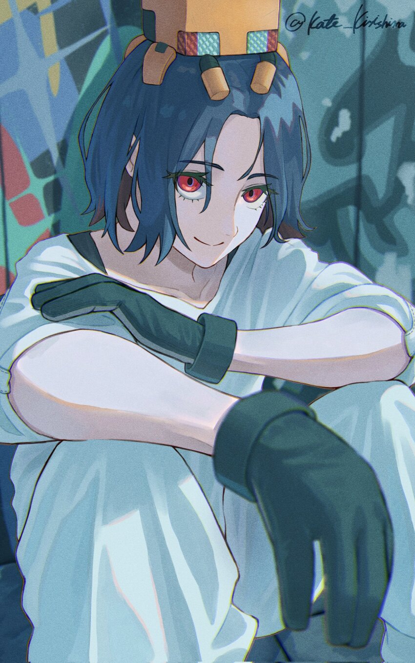 1boy, blue_hair, colored_inner_hair, conch_(gundam), gloves, gundam, gundam_gquuuuuux, highres